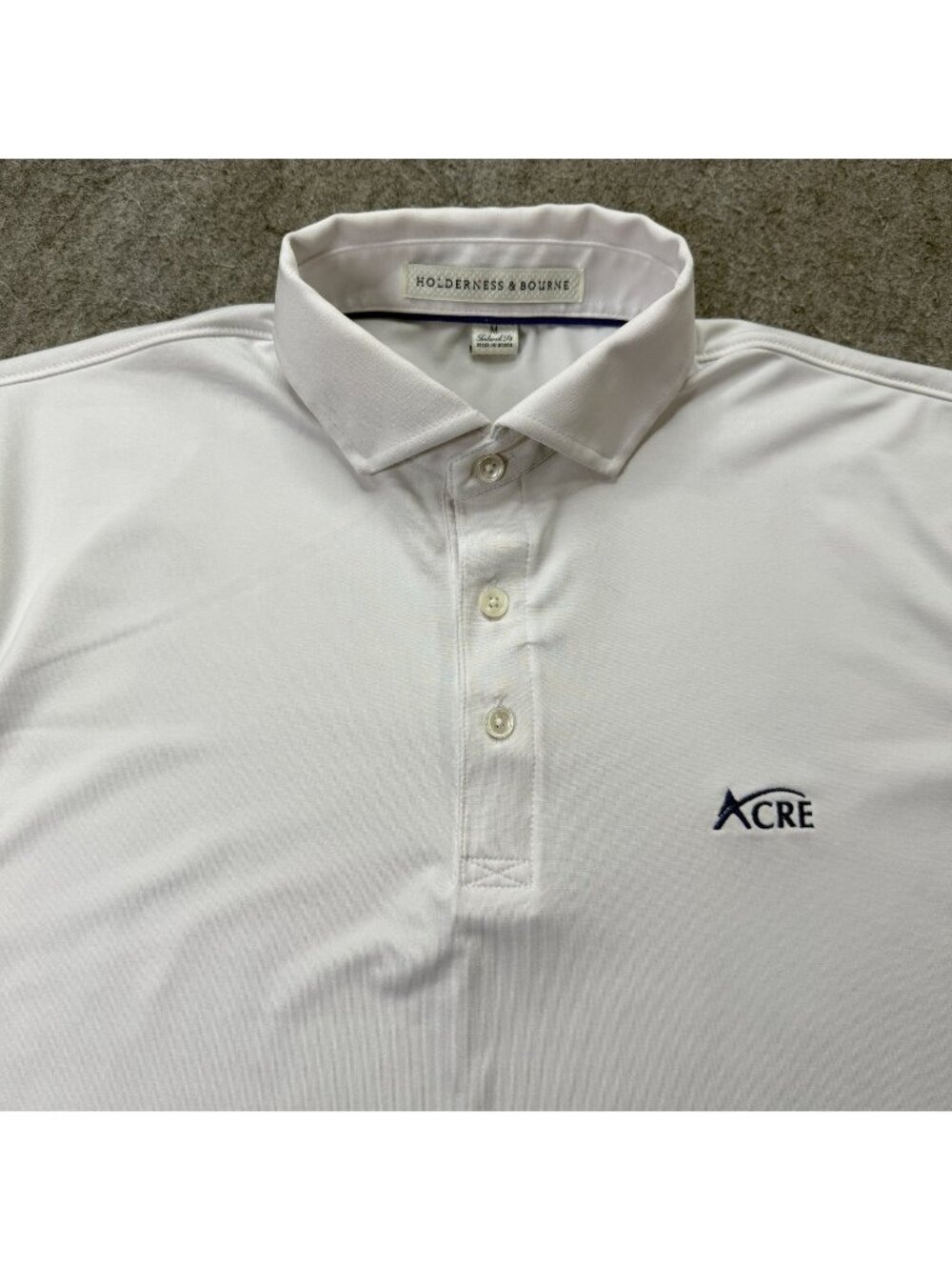 Holderness & Bourne Polo Shirt Men M White Solid Anderson Tailored Performance